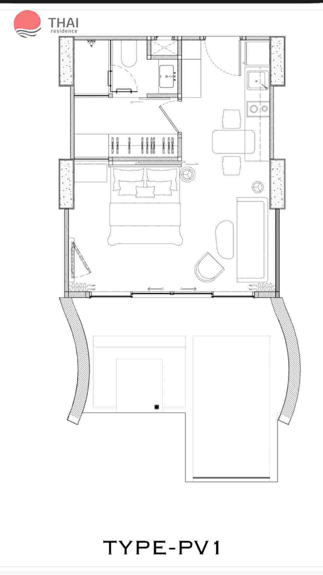 ЖК Arom Jomtien планировки 1-комнатная от 33.23 м2 - 51 м2 1 фото