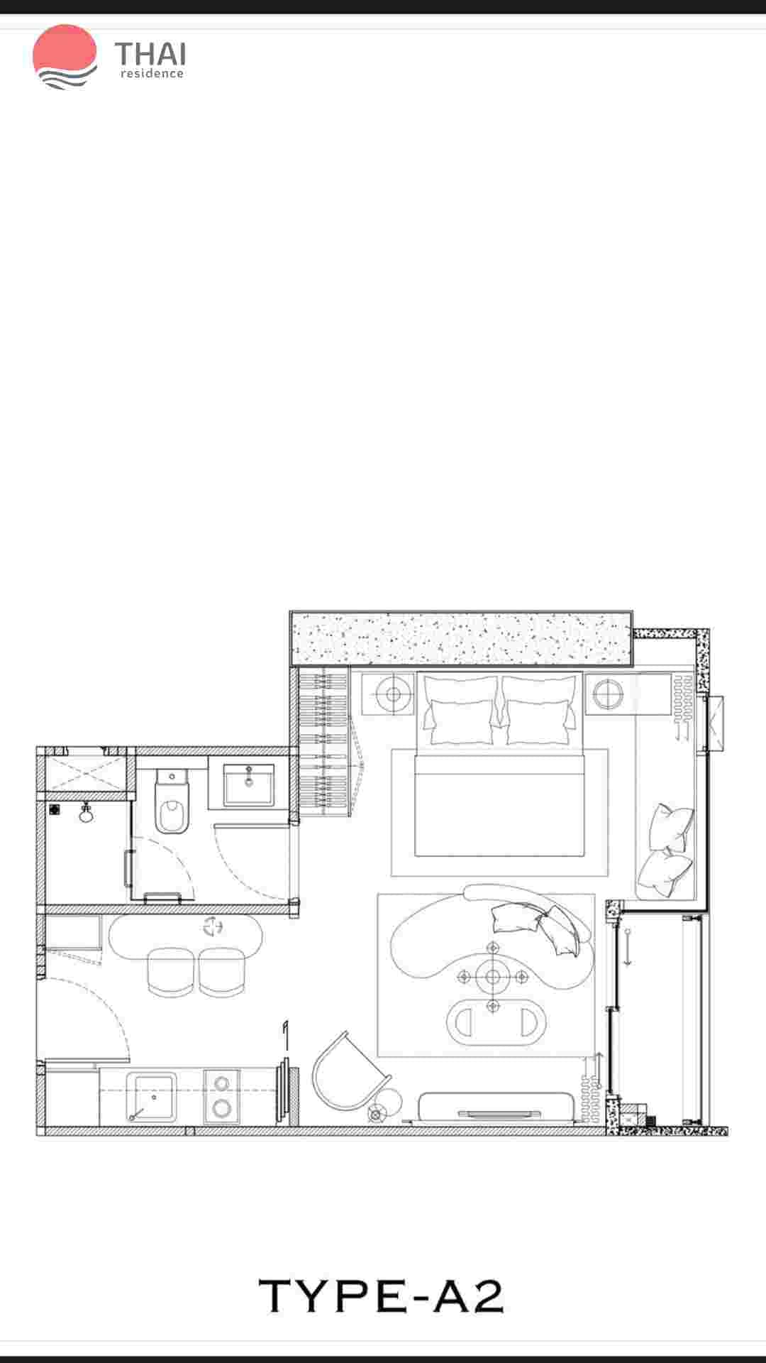 ЖК Arom Jomtien планировки 1-комнатная от 33.23 м2 - 51 м2 10 фото