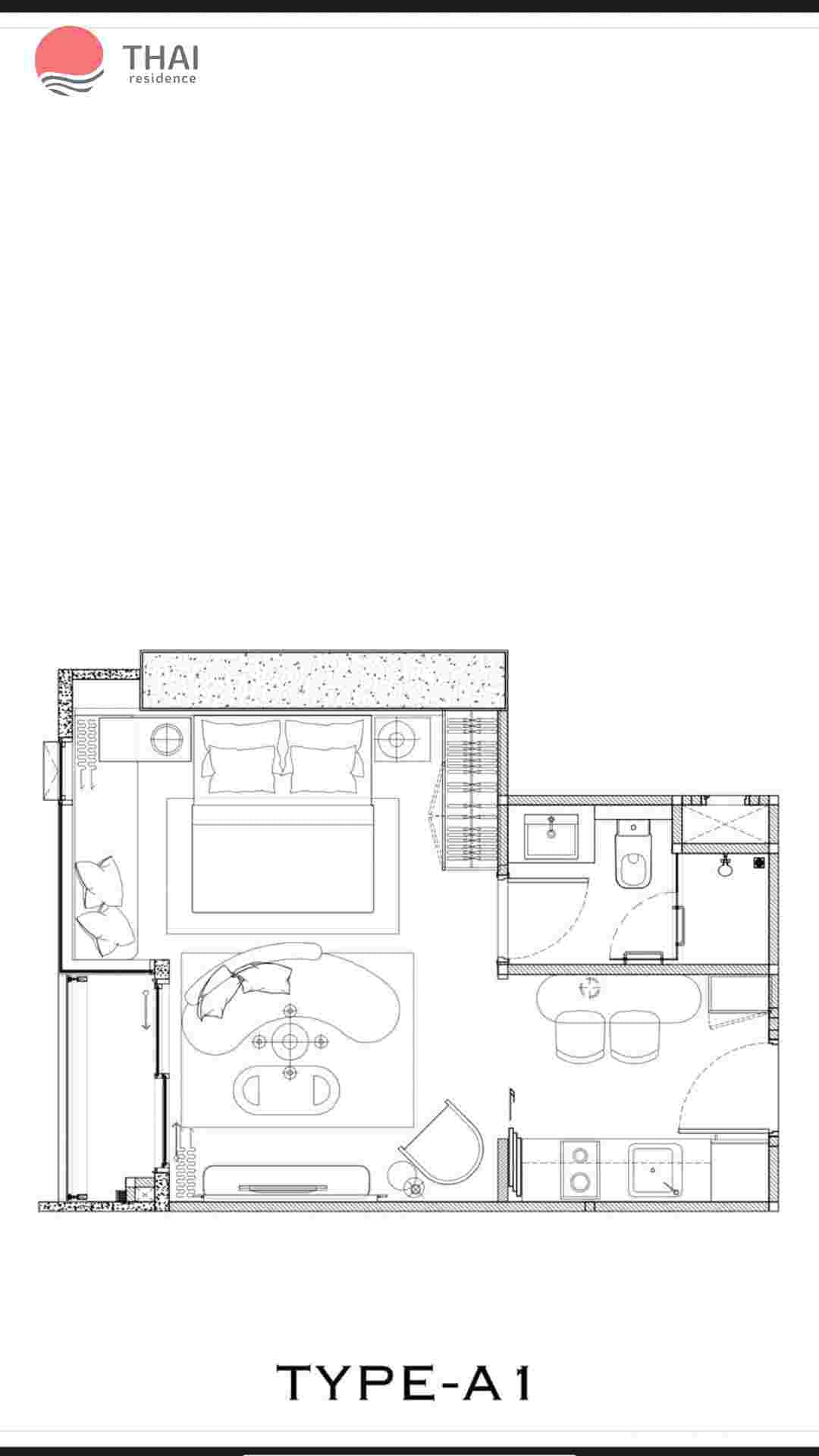ЖК Arom Jomtien планировки 1-комнатная от 33.23 м2 - 51 м2 13 фото