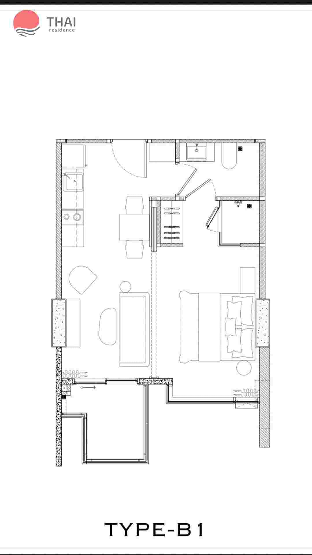 ЖК Arom Jomtien планировки 1-комнатная от 33.23 м2 - 51 м2 14 фото