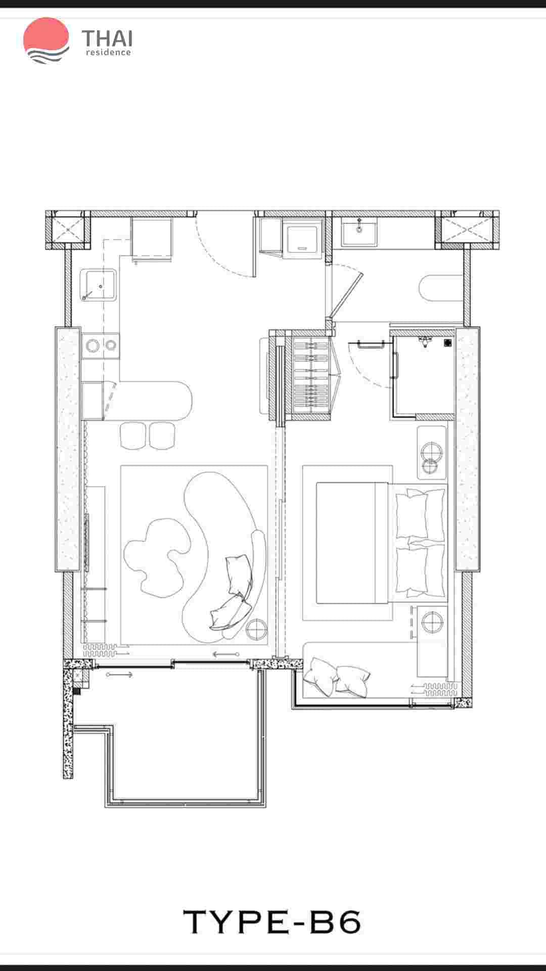 ЖК Arom Jomtien планировки 1-комнатная от 33.23 м2 - 51 м2 2 фото