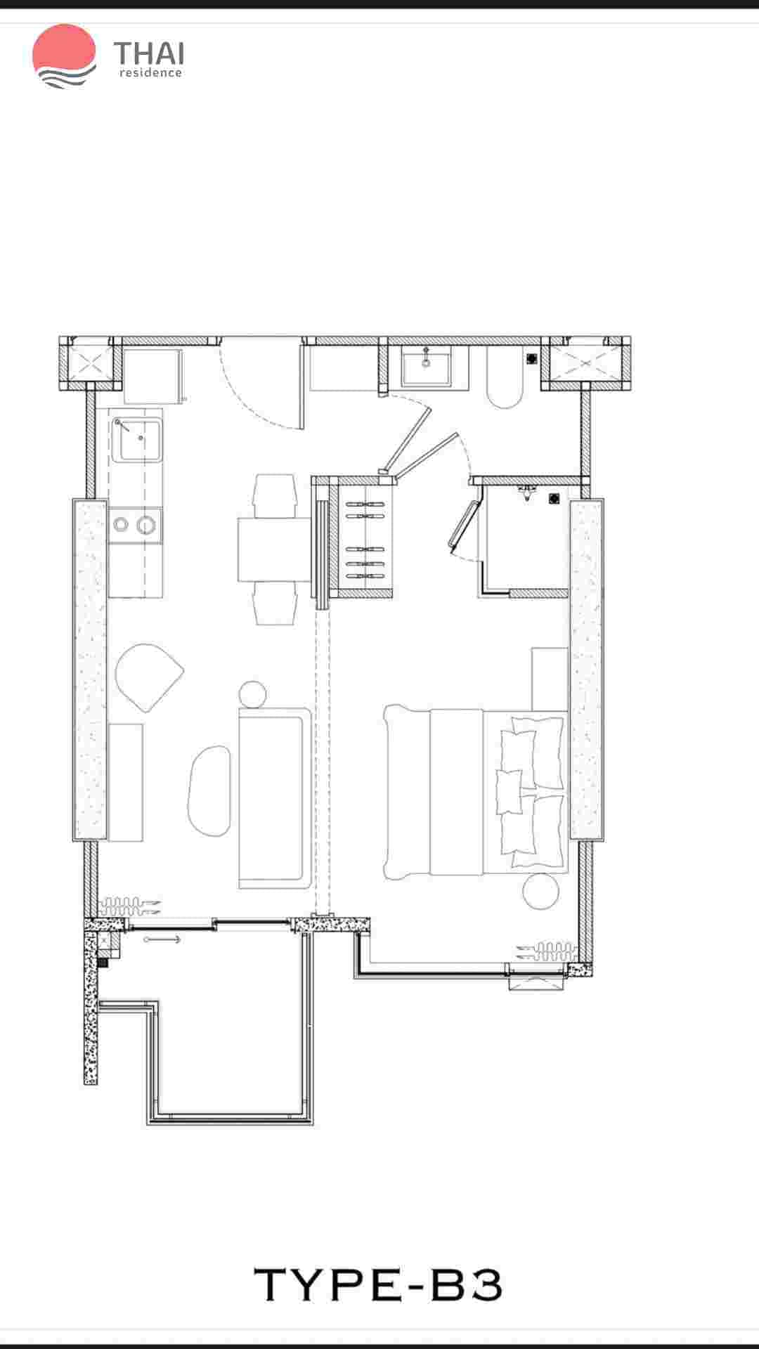 ЖК Arom Jomtien планировки 1-комнатная от 33.23 м2 - 51 м2 8 фото