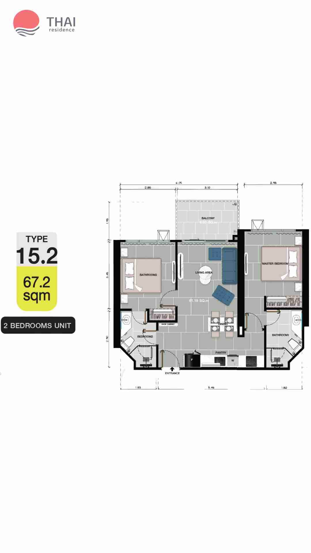 ЖК Copacabana Coral Reef планировки 2-комнатная от 63.4 м2 - 110.2 м2 3 фото