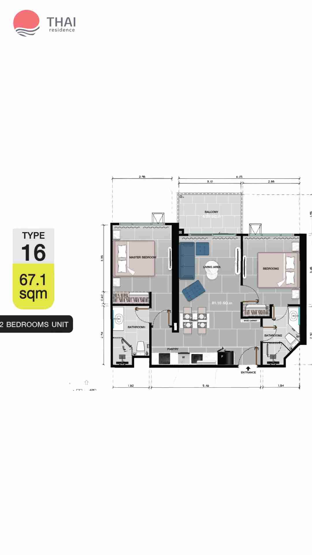 ЖК Copacabana Coral Reef планировки 2-комнатная от 63.4 м2 - 110.2 м2 4 фото