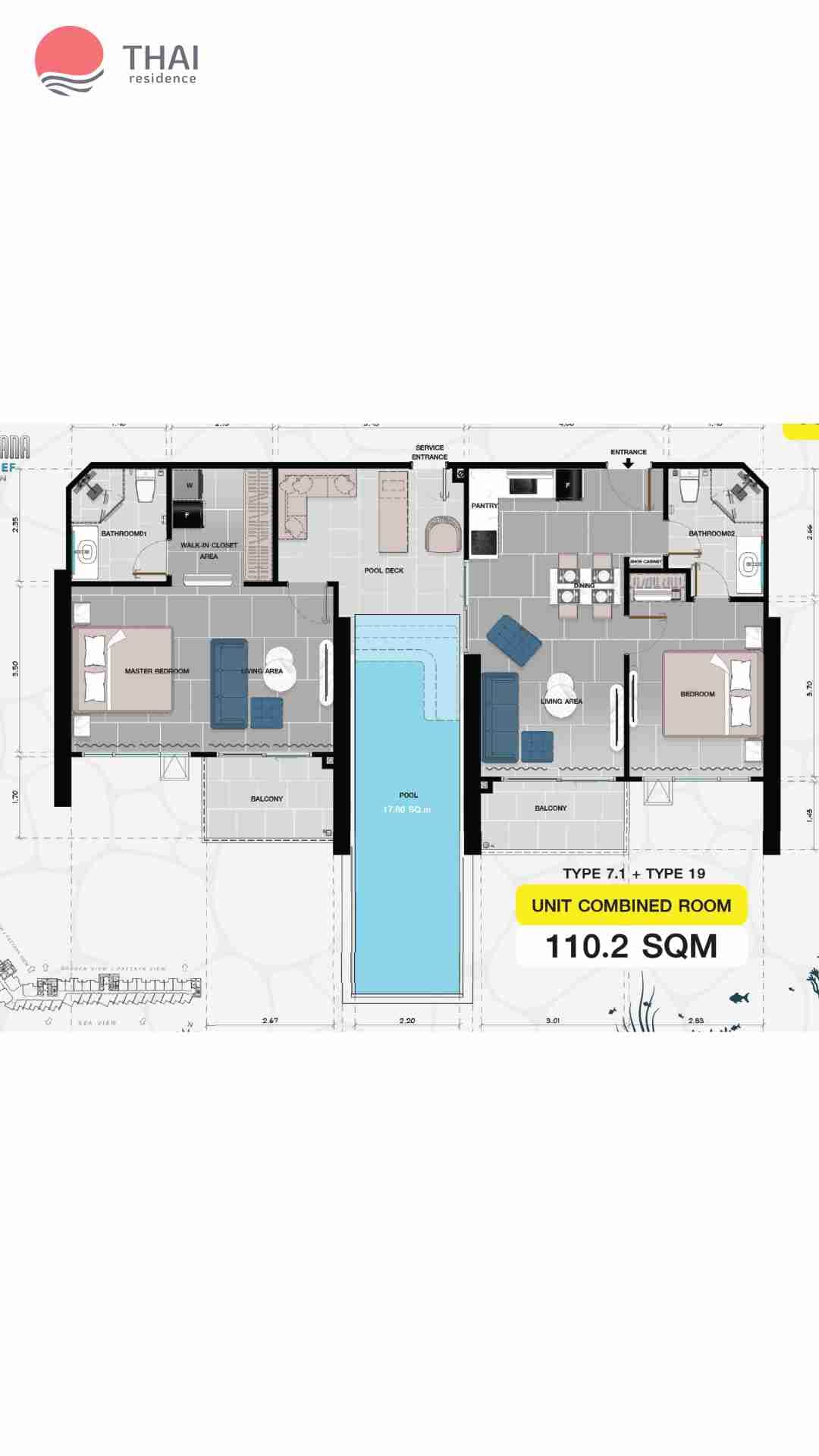 ЖК Copacabana Coral Reef планировки 3-комнатная от 146.4 м2 - 146.4 м2 1 фото