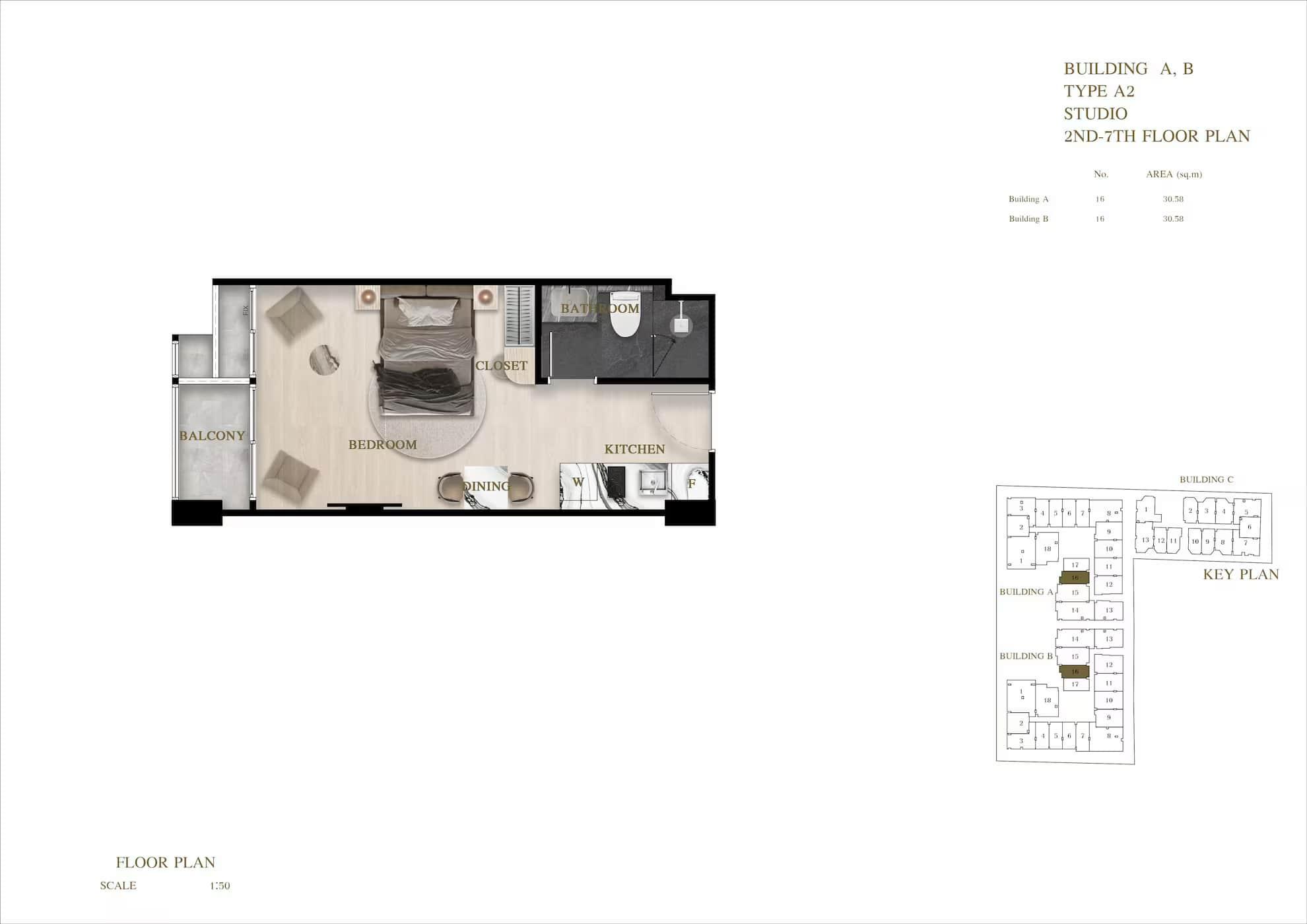 ЖК Siam Oriental Oasis планировки Студия от 26.85 м2 - 32.65 м2 5 фото