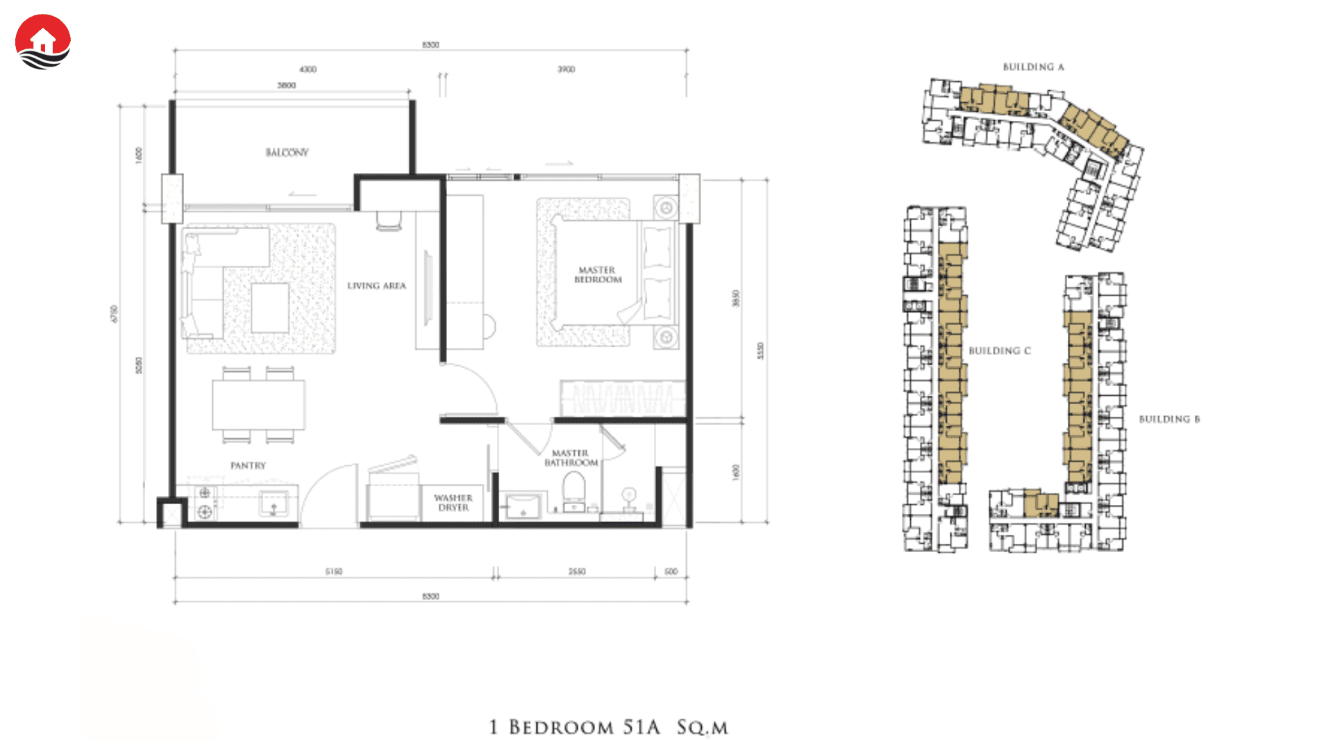 ЖК Embassy Pattaya планировки 1-комнатная от 33 м2 - 51 м2 1 фото
