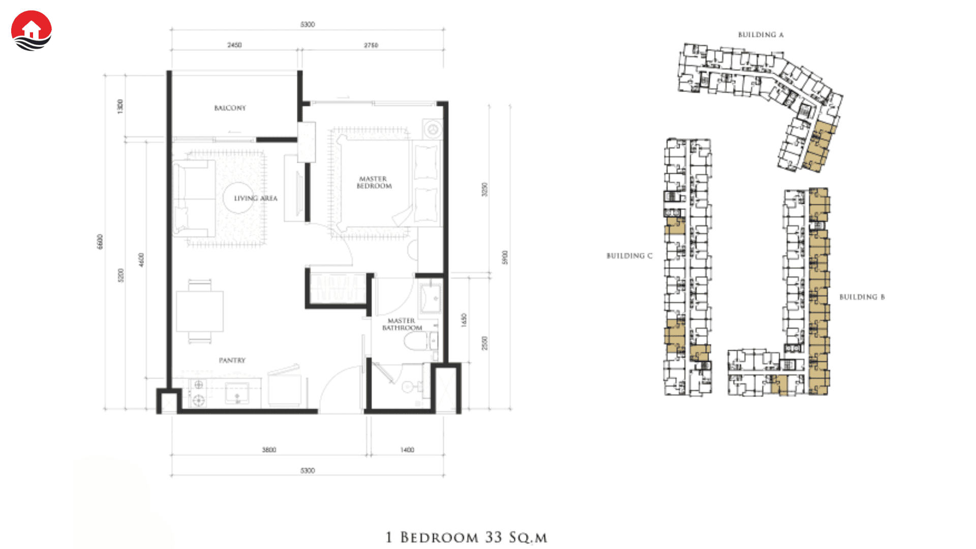 ЖК Embassy Pattaya планировки 1-комнатная от 33 м2 - 51 м2 2 фото