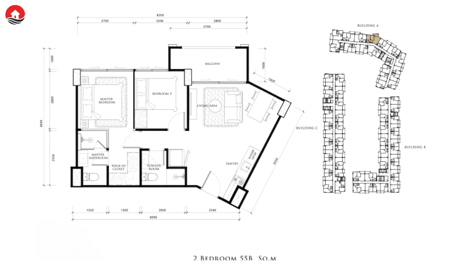 ЖК Embassy Pattaya планировки 2-комнатная от 51 м2 - 68 м2 8 фото