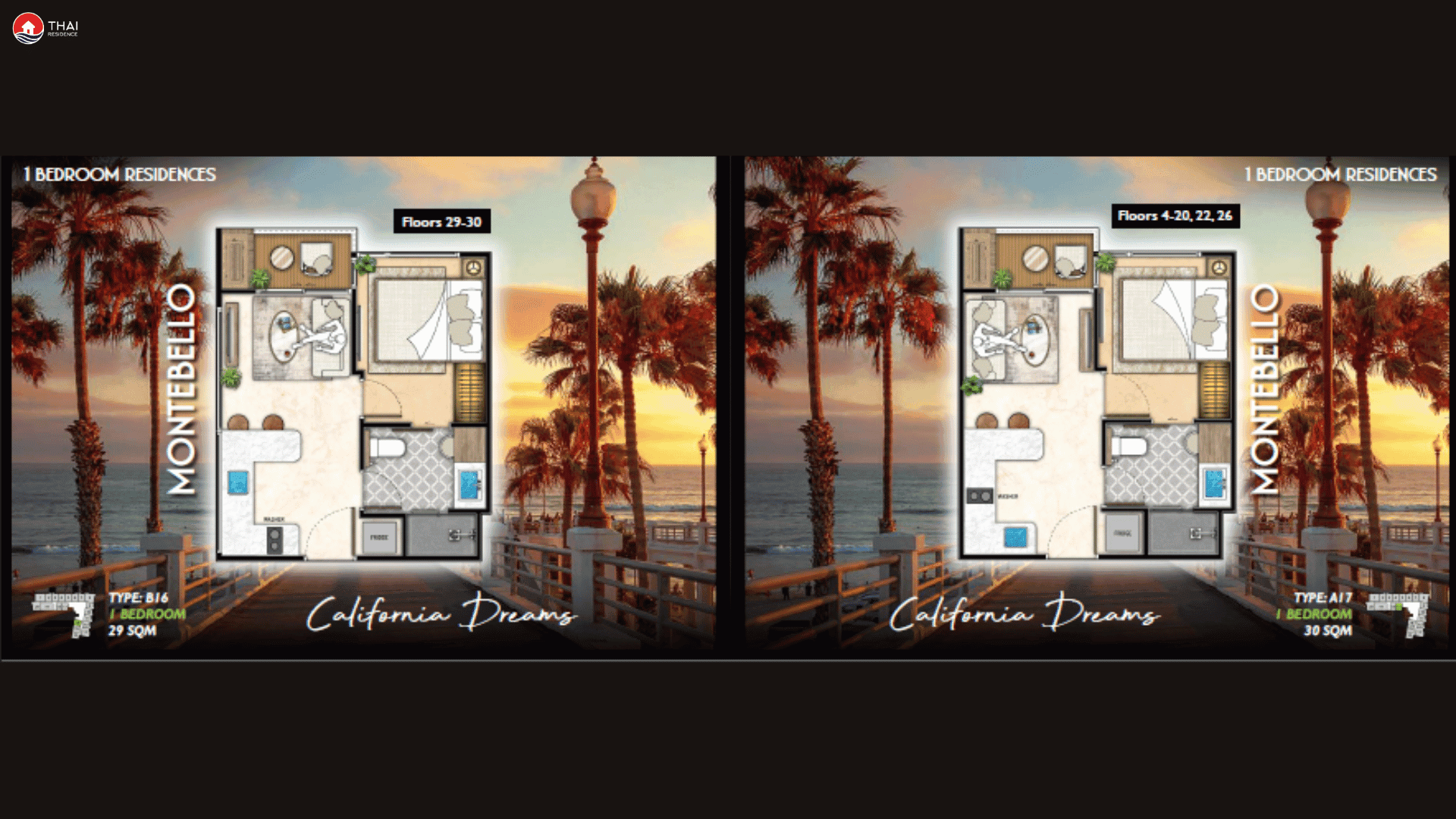 ЖК Riviera Santa Monica планировки 1-комнатная от 29 м2 - 38 м2 3 фото