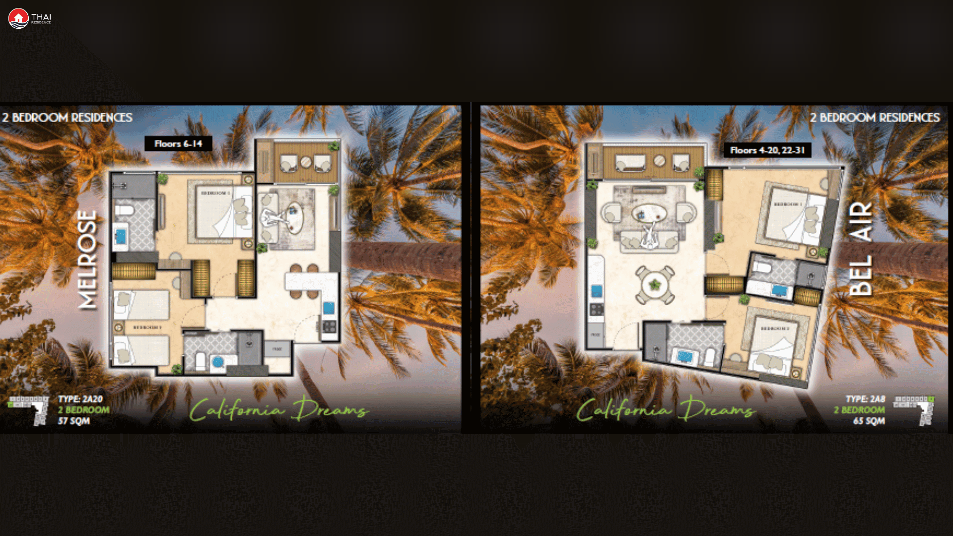ЖК Riviera Santa Monica планировки 2-комнатная от 50 м2 - 73 м2 3 фото
