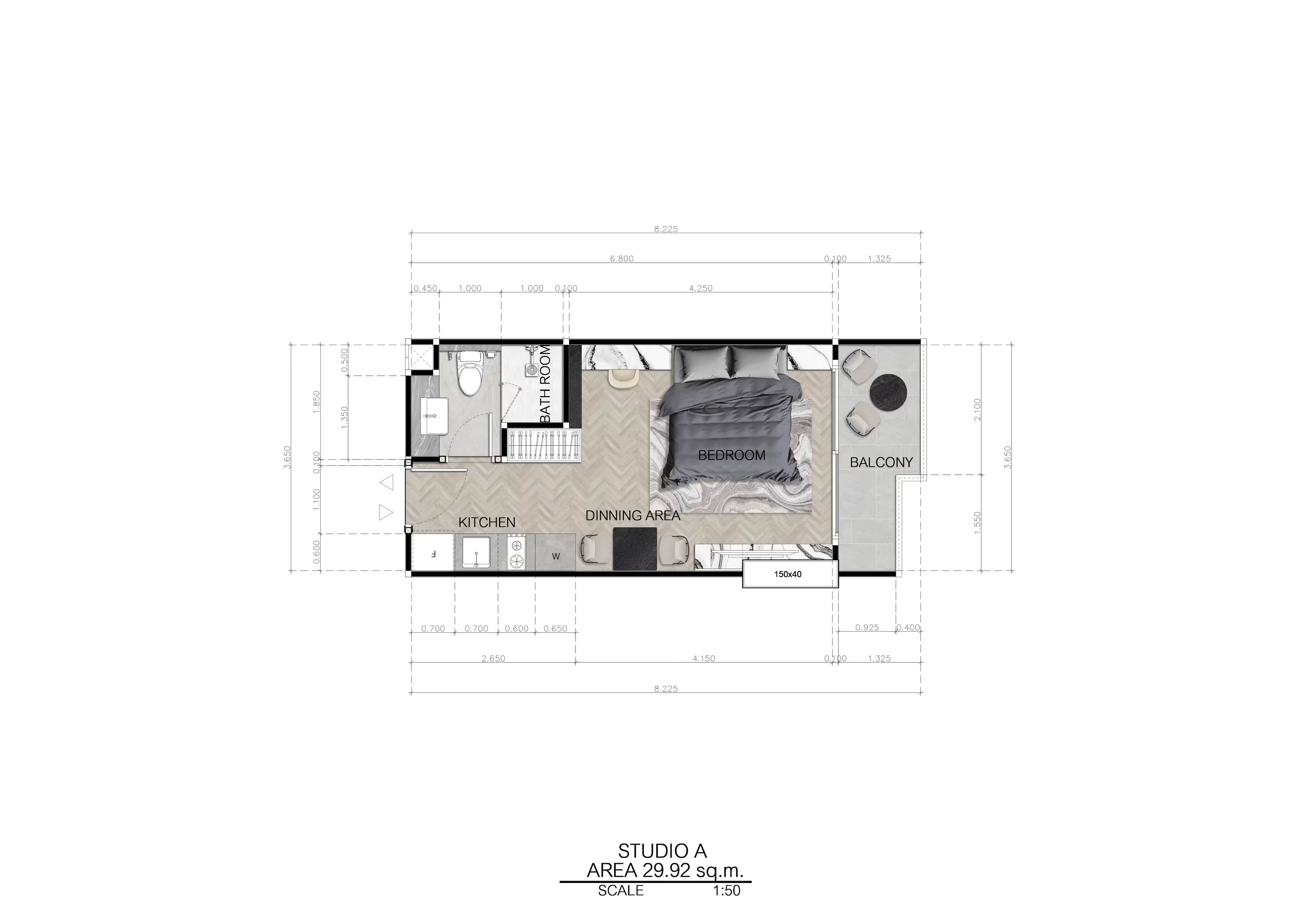 ЖК Sea Spire планировки Студия от 30 м2 - 31 м2 1 фото