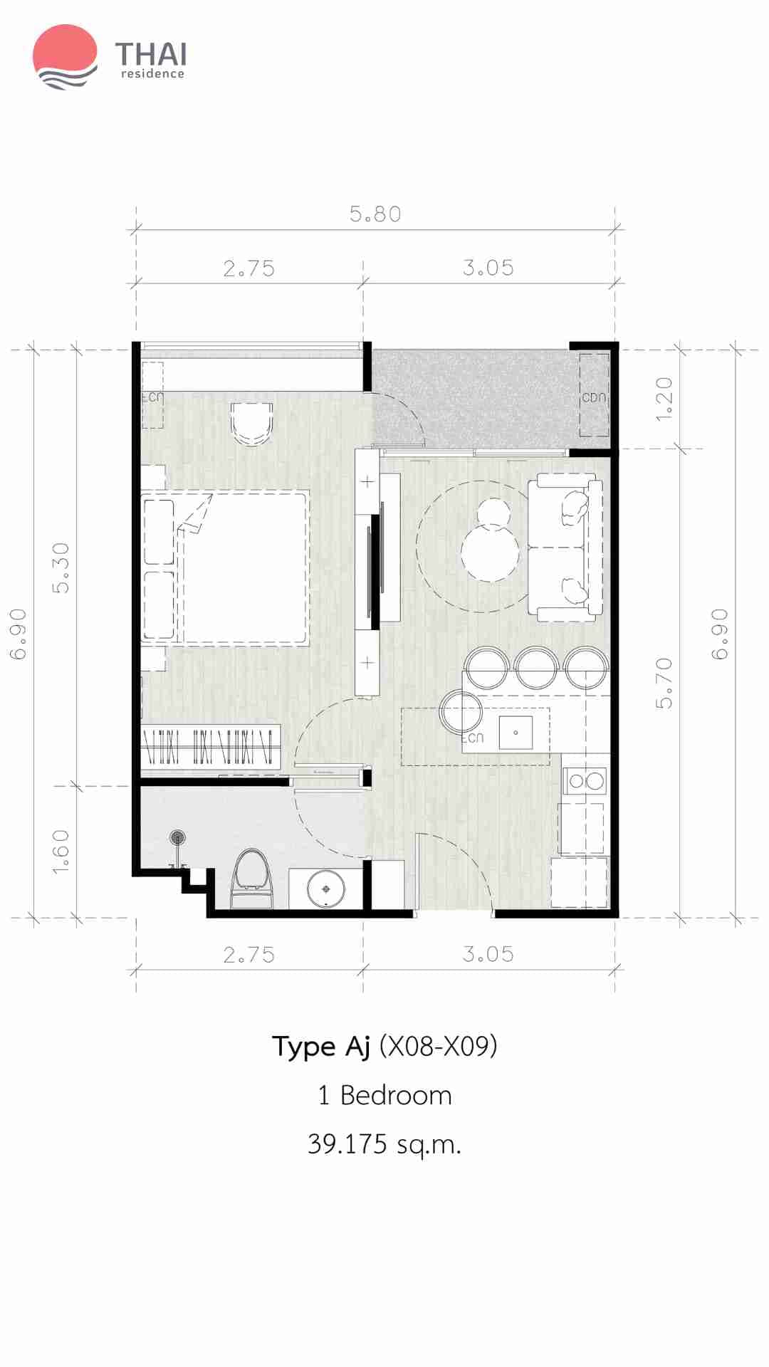 ЖК Secret Garden Condominium планировки 1-комнатная от 35.4 м2 - 45.63 м2 10 фото