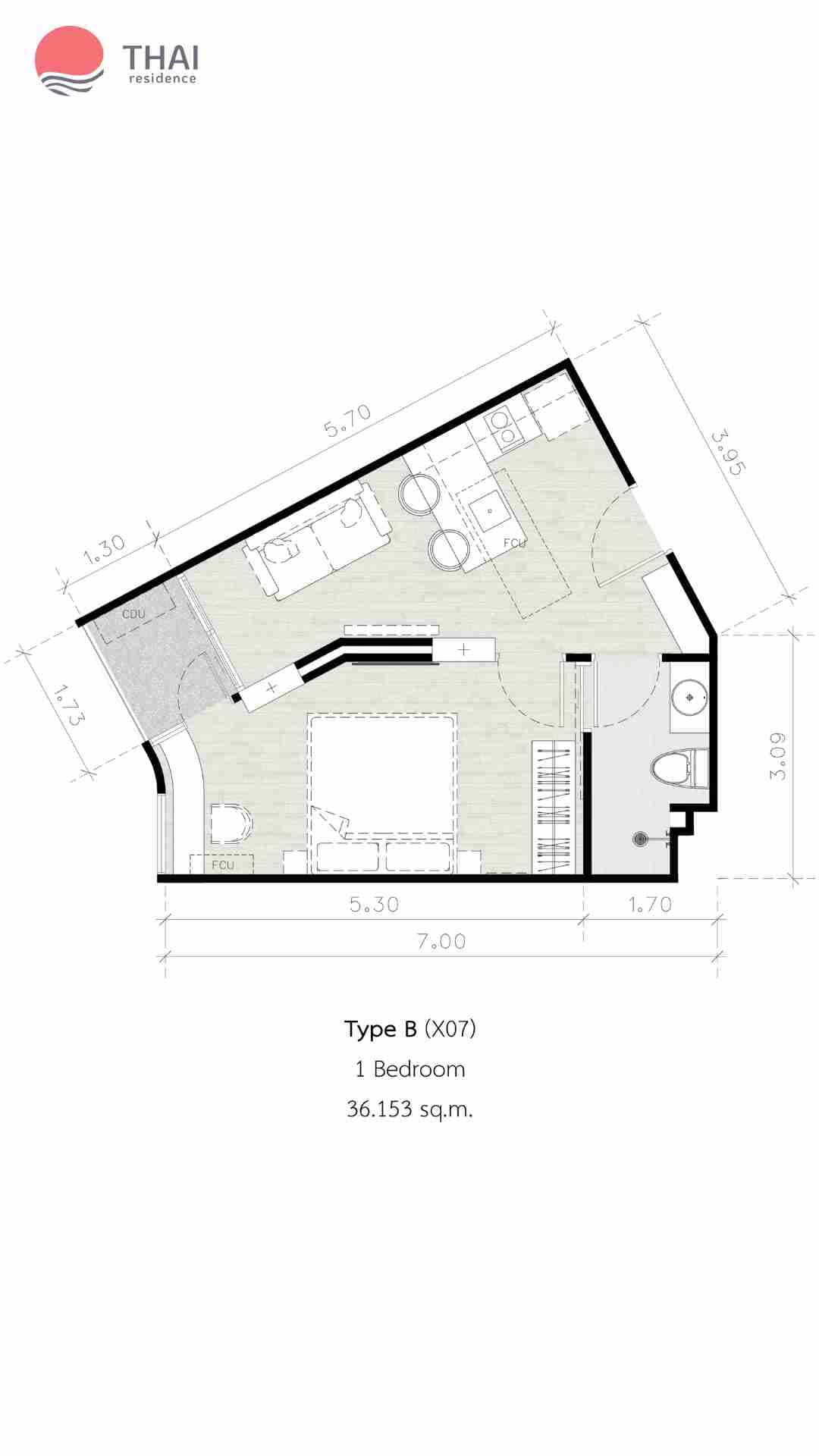 ЖК Secret Garden Condominium планировки 1-комнатная от 35.4 м2 - 45.63 м2 11 фото