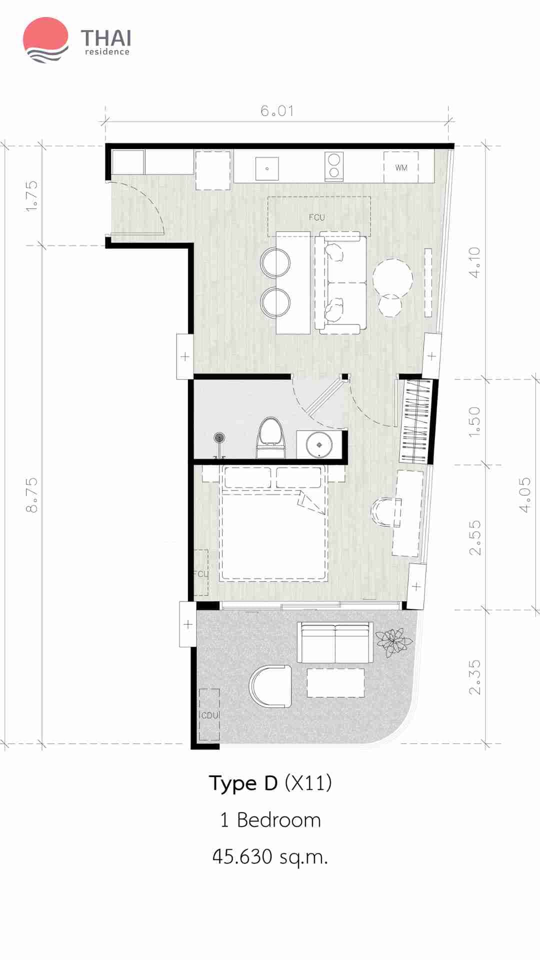 ЖК Secret Garden Condominium планировки 1-комнатная от 35.4 м2 - 45.63 м2 12 фото