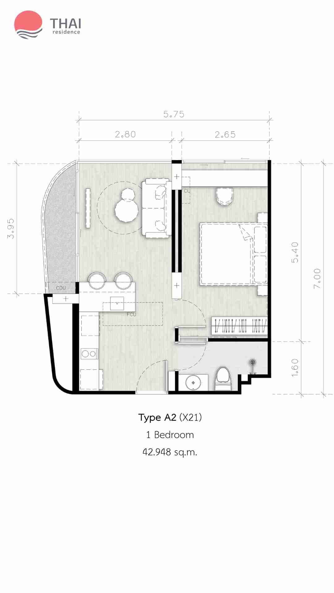 ЖК Secret Garden Condominium планировки 1-комнатная от 35.4 м2 - 45.63 м2 2 фото