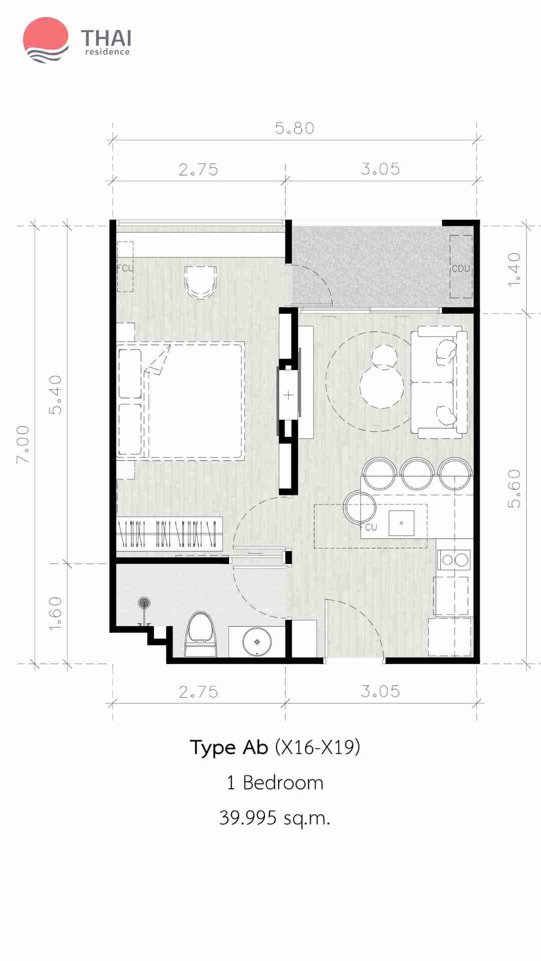 ЖК Secret Garden Condominium планировки 1-комнатная от 35.4 м2 - 45.63 м2 3 фото