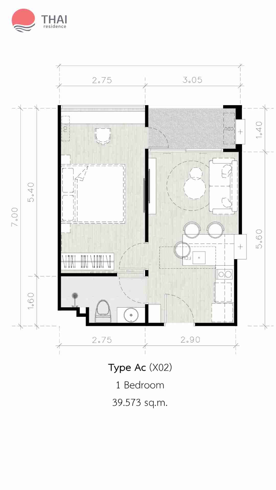 ЖК Secret Garden Condominium планировки 1-комнатная от 35.4 м2 - 45.63 м2 4 фото