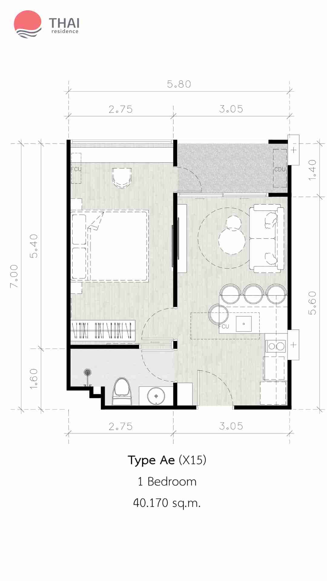 ЖК Secret Garden Condominium планировки 1-комнатная от 35.4 м2 - 45.63 м2 5 фото