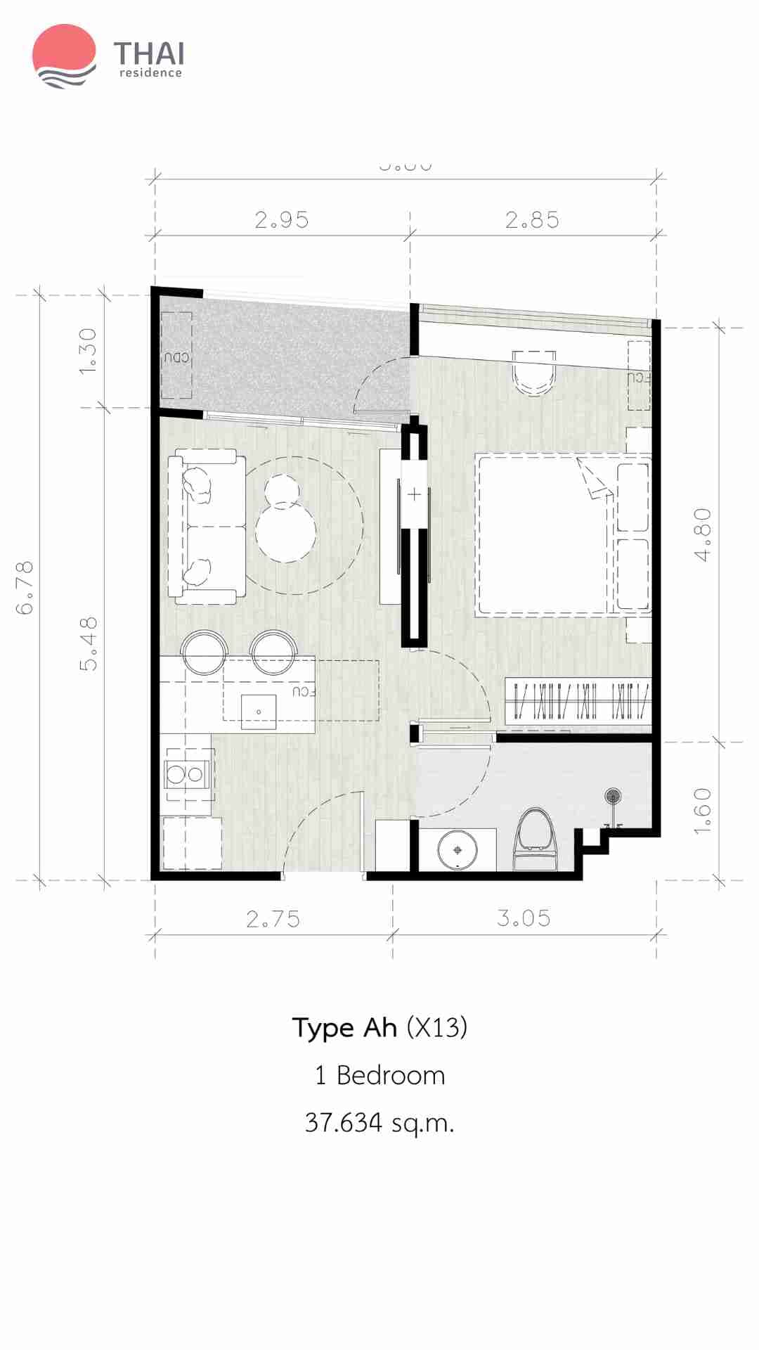 ЖК Secret Garden Condominium планировки 1-комнатная от 35.4 м2 - 45.63 м2 8 фото