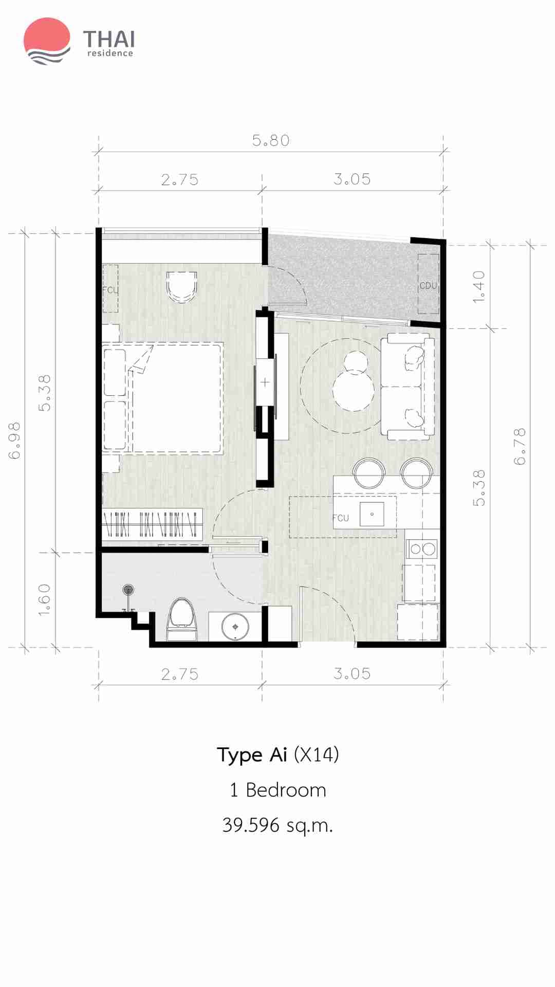 ЖК Secret Garden Condominium планировки 1-комнатная от 35.4 м2 - 45.63 м2 9 фото