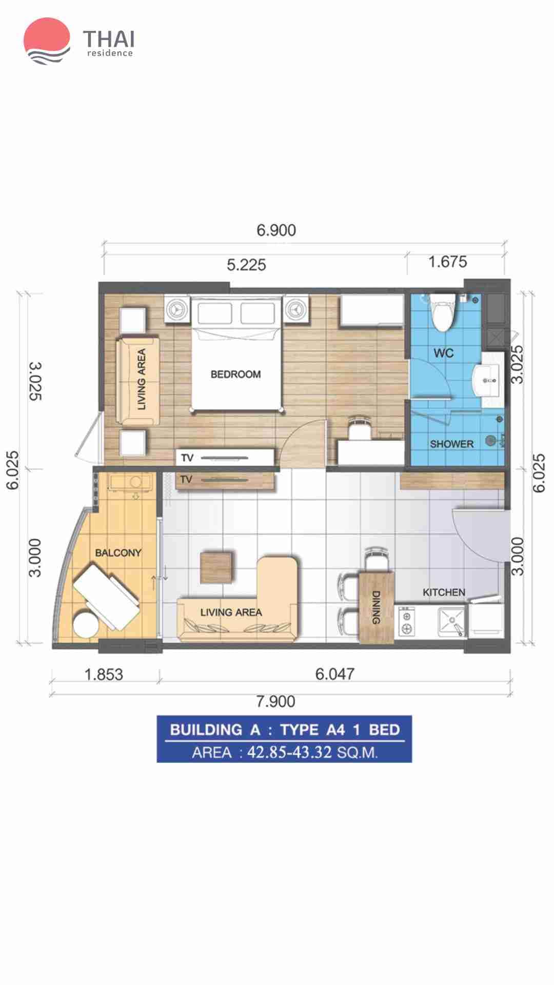 ЖК Whale Marina Condominium планировки 3-комнатная от 97.45 м2 - 97.45 м2 1 фото