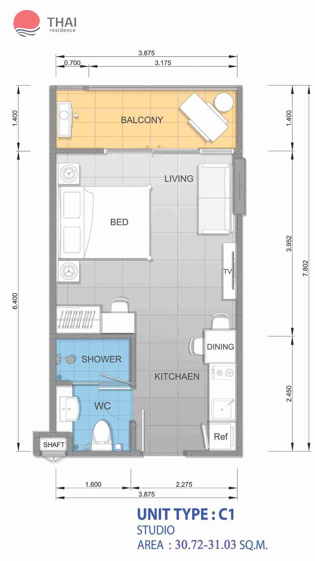 ЖК Whale Marina Condominium планировки Студия от 28.96 м2 - 40.48 м2 7 фото
