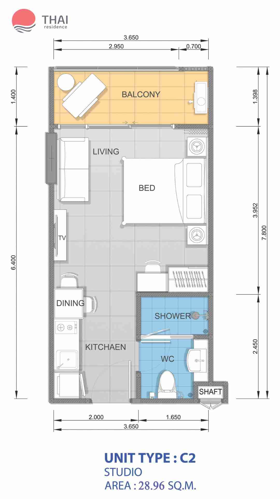 ЖК Whale Marina Condominium планировки Студия от 28.96 м2 - 40.48 м2 8 фото