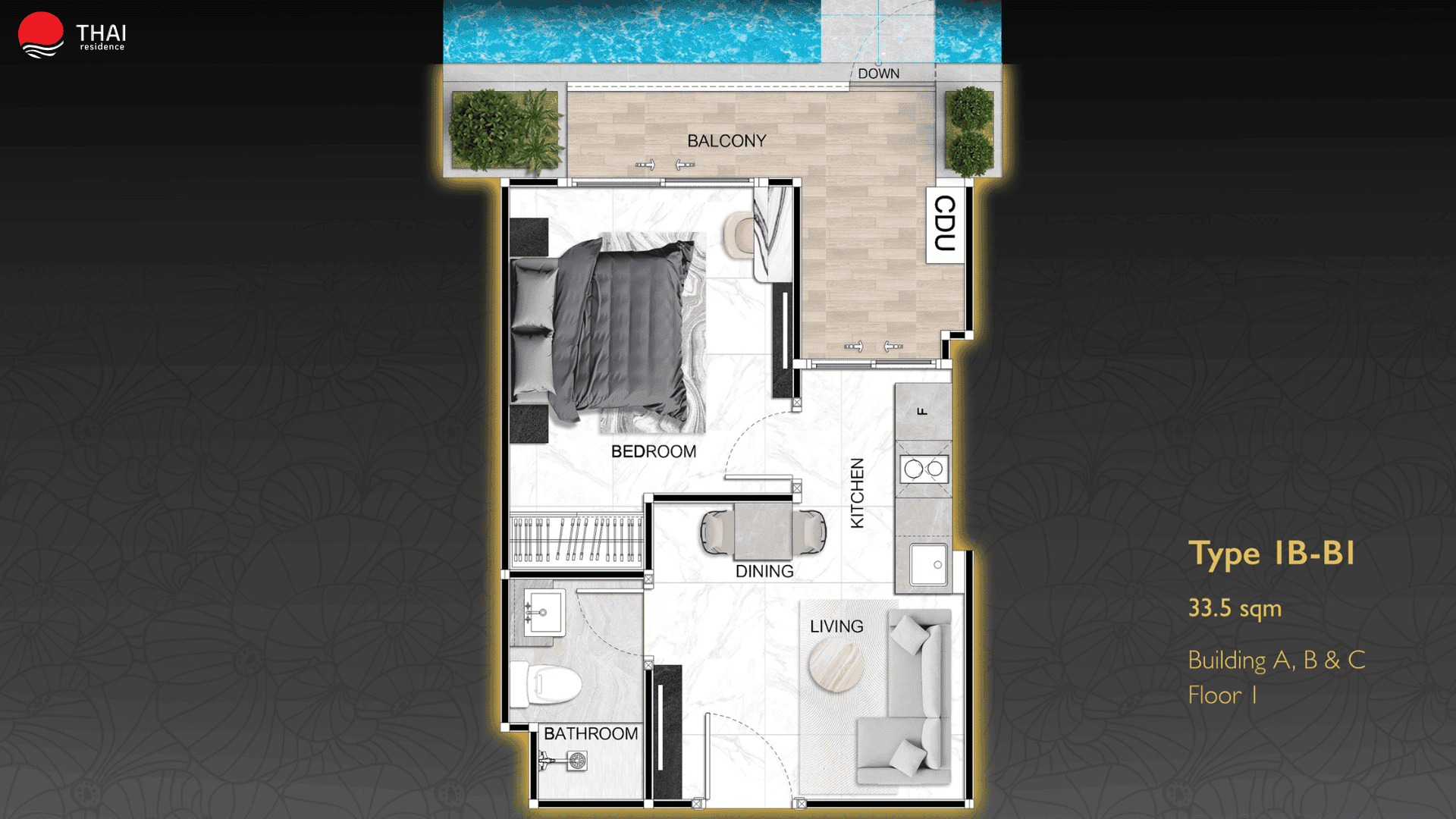 ЖК Zenith Pattaya планировки 1-комнатная от 30 м2 - 46 м2 2 фото