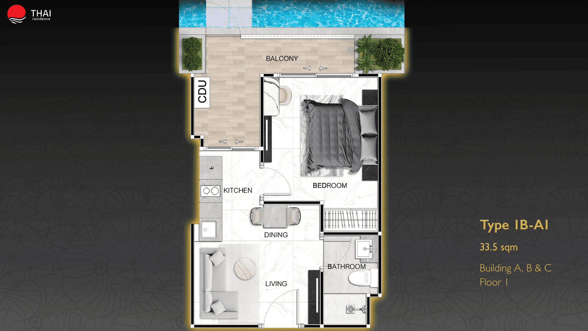 ЖК Zenith Pattaya планировки 1-комнатная от 30 м2 - 46 м2 5 фото