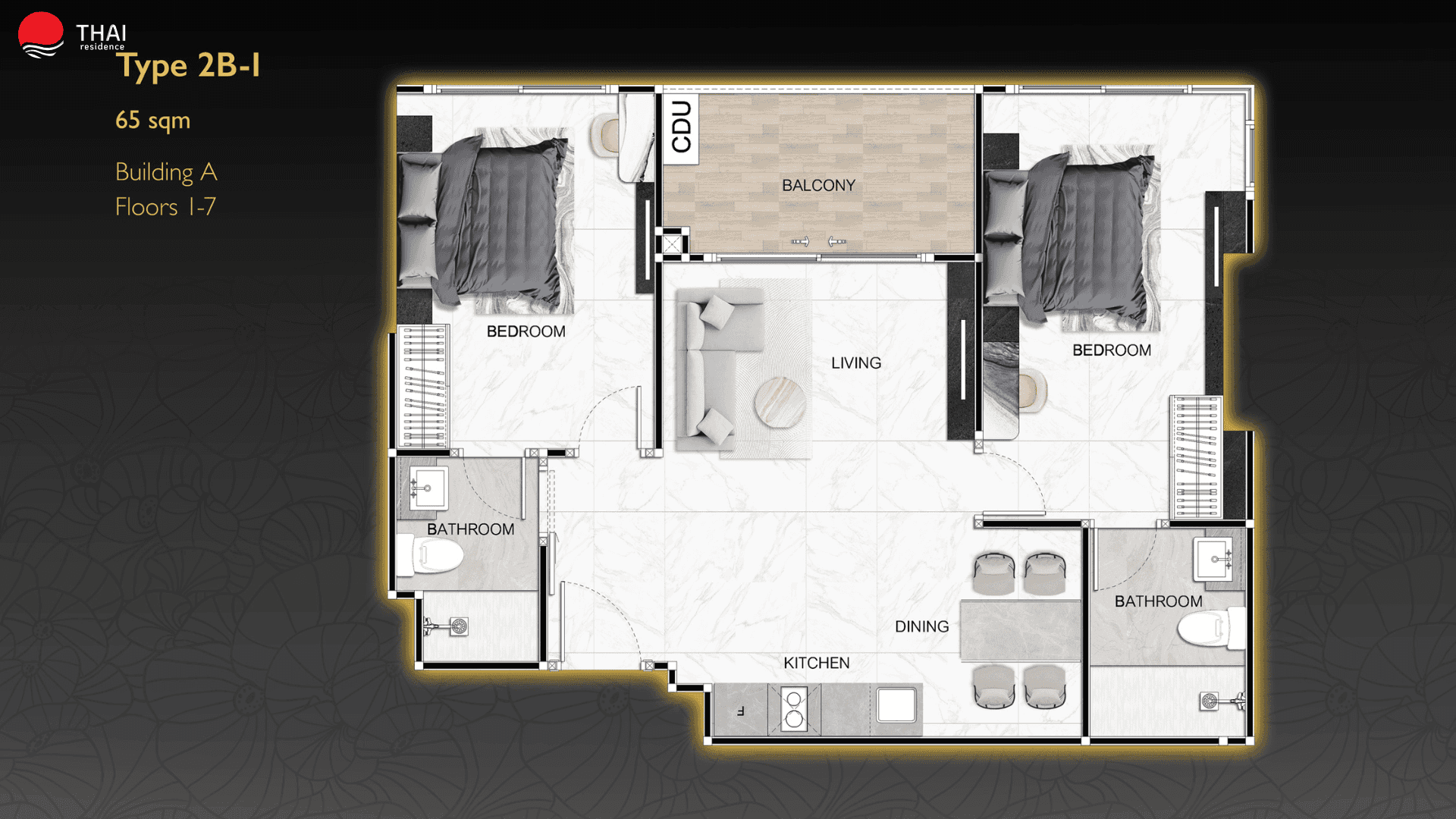 ЖК Zenith Pattaya планировки 2-комнатная от 45 м2 - 74 м2 11 фото