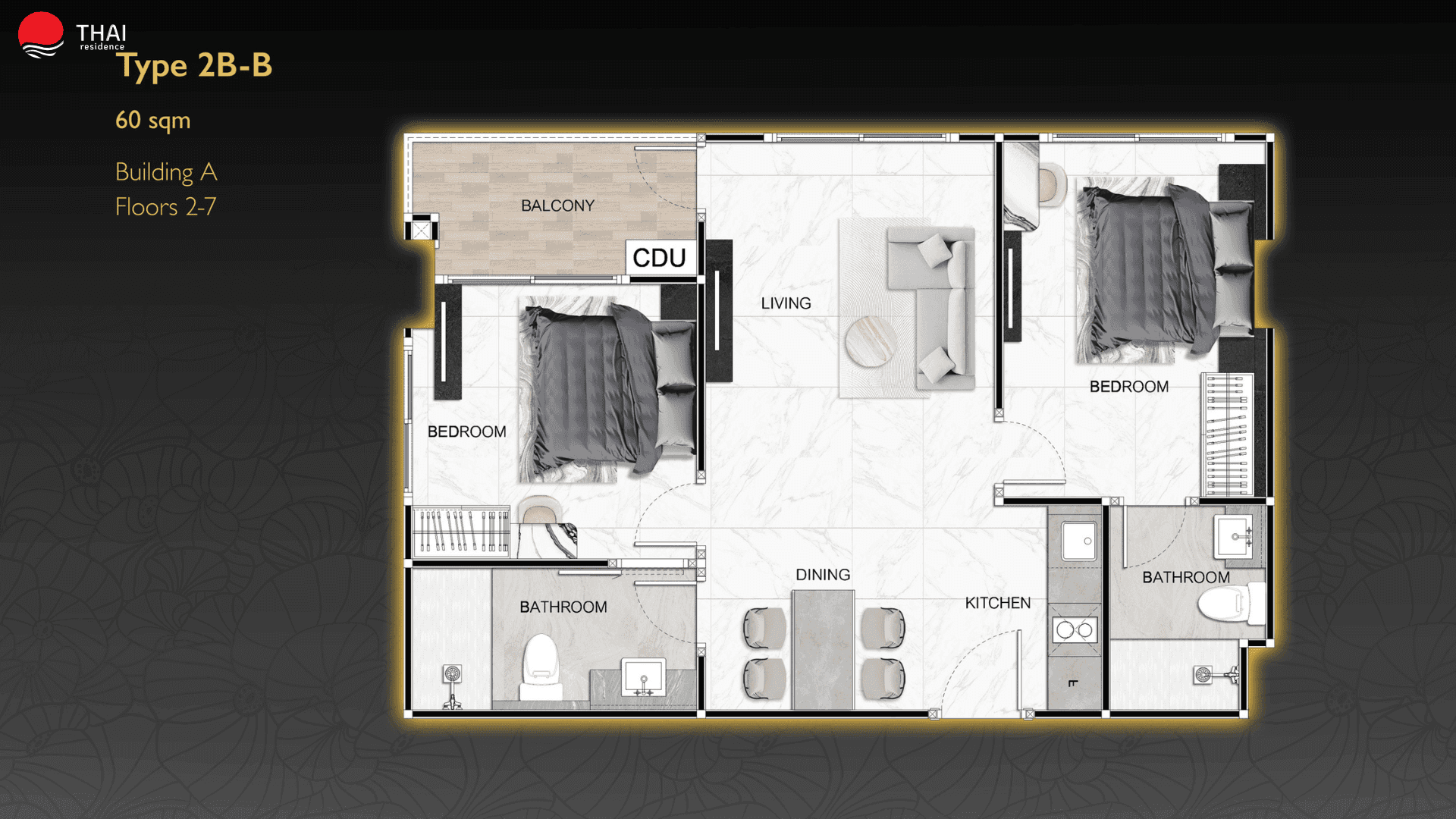 ЖК Zenith Pattaya планировки 2-комнатная от 45 м2 - 74 м2 4 фото