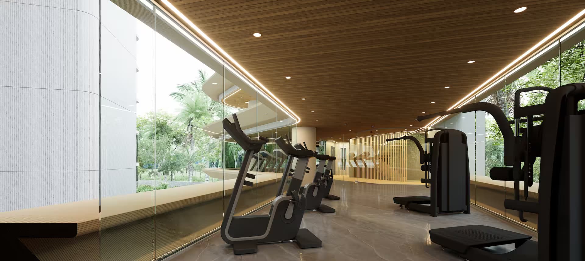 Secret Garden Condominium Современный фитнес-зал